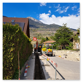 Fouille pour les introductions des services pour une villa sur la commune de Vétroz