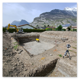 Terrassement d'une villa avec sous sol et compactage du fond de fouille sur la commune d'Ardon