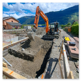 Creuse des fouille de surprofondeur pour un radier d'une villa sur la commune d'Ardon